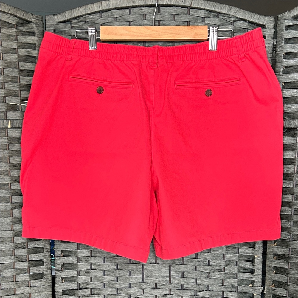Lands End Coral/Red Back Elastic Flat Front Shorts - Picture 4 of 5